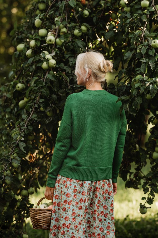 žalias merino vilnos megztinis